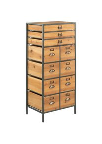 Livetastic Kommode, Naturfarben, Schwarz, Holz, Metall, Tanne, massiv, 11 Schublade(n) Schubladen, 50x120x38 cm, Kleinm&ouml;bel, Kommoden, Kommoden
