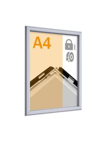 Cadre clic-clac s&eacute;curis&eacute; A4, 19 mm, autocollant, aluminium, argent