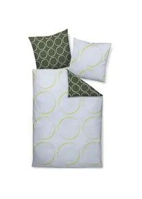 Janine Bettwäsche , Grün , Textil , Kreise , 135x200 cm , Heimtextilien, Bettwäsche & Leintücher, Bettwäsche, Satin-Bettwäsche