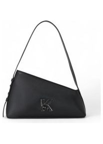 K by KARL LAGERFELD Karl Lagerfeld, Handtasche, Asymmetrische Lederumhängetasche mit Logo und Reissverschluss, Schwarz