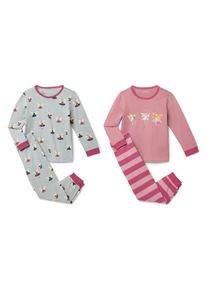 Tchibo - 2 Kinder-Pyjamas - Unisex - Gr. 98/104 - dunkelrosa