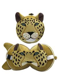Puckator, Reisezubehör, Relaxeazzz Leopard plüsch rundes Reisekissen & Augenmaske, Gelb
