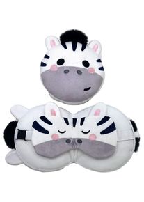 Puckator, Reisezubehör, Relaxeazzz Plüsch Adoramals Bali Zebra rundes Reisekissen & Augenmaske