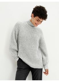 Damen Oversize-Pullover mit Glanzgarn in ecru-metallfarben ,Gr&ouml;&szlig;e 38, WITT, 59% Polyacryl, 27% metallisierte Fasern, 14% Polyester