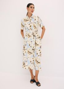 bonprix Femei Rochie tip cămașă din viscoză cu cordon, albastru, 50