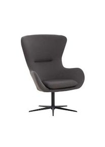 Salesfever sillón tapizado con función giratoria | funda textil gris oscuro | armazón metal negro | A 78 x P 82 x Alt 99 cm
