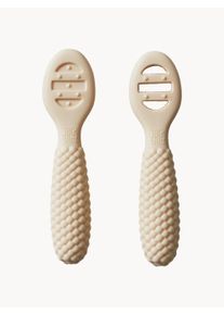 Jack o Juno Súprava silikónových detských lyžičiek Bubble, 2 ks Béžová Umelá hmota D 10 cm