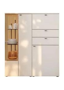 Venjakob Highboard , Weiß, Wildeiche , Metall , Eiche, Wildeiche,Eiche , furniert , 5 Fächer , 2 Schubladen , 120x140x43 cm , Made in Germany, Dgm, DGM-Klimapakt, DGM-Emissionslabel , Typenauswahl, stehend, in verschiedenen Holzdekoren erhältlich , Wohnzimmer, Wohnwände, Wohnwand-Serien