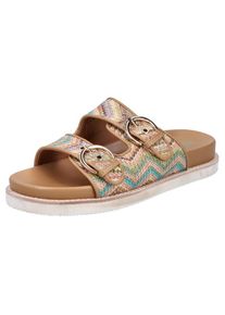 Rieker , Pantolette Sommerschuh, Strandschuh, Urlaubsschuh, Schlappen in Flecht-Optik , pastell multi , 36 , 36 , Pantolette mit 2 verstellbaren...