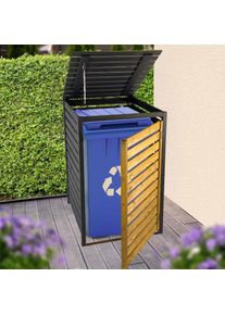 Dobar , Mülltonnenbox »Mülltonnenverkleidung 240 L, schwarz-braun« aus robustem lasiertem Fichtenholz , Schwarz-Braun