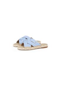 Tommy Hilfiger , Pantolette »CHAMBRAY ESPADRILLE MULE« , Plateau, Sommermode, Flats, Schlüpfschuh mit Bandagen in Flechtoptik , hellblau , 38 , 38...