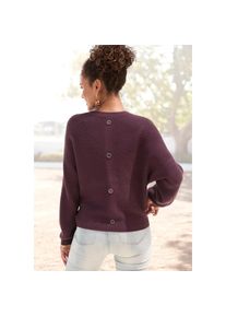 Lascana, Rundhalspullover mit Zierkn&ouml;pfen hinten, lockerer Strickpullover, burgunder, 32/34, Rundhalspullover