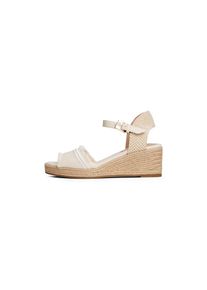 Tommy Hilfiger , Keilsandalette »FRINGE CANVAS MEDIUM WEDGE« , Plateau, Sommerschuh, Riemchensandale mit Streifen , beige , 37 , 37 , Sandalette...