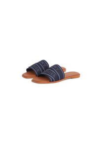 Tommy Hilfiger , Pantolette »WEBBING MULE« , Blockabsatz, Sommerschuh, Bequemschuh, Flats mit Logoschriftzug , dunkelblau , 40 , 40 , Modische...