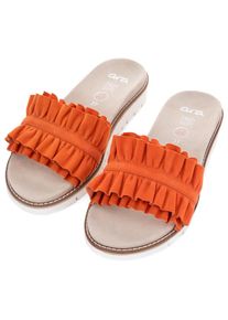 Ara , Pantolette »KENT« , Slides, Flats, Sandale mit geraffter Bandage , orange , 43 , 43 , Pantolette mit geraffter Bandage