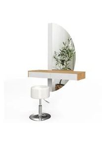 VICCO Schminktisch Melisa Weiß 120 cm mit LED Beleuchtung und Hocker , Weiß, Eichefarben , Holzwerkstoff , 3 Fächer , Rechteckig,Rechteckig , 120x161.1x40 cm , Schlafzimmer, Schminktische