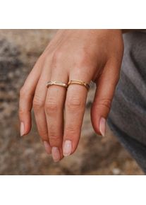 Holzkern Campania Ring Gold und Perlmutt