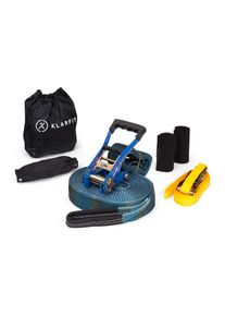 Klarfit Antero Slackline, 15 m x 5 cm, 2,5 m racsnis k&ouml;t&eacute;l, 2 x fav&eacute;dő, bele&eacute;rtve a kieg&eacute;sz&iacute;tő slackline &eacute;s hordt&aacute;sk&aacute;t is