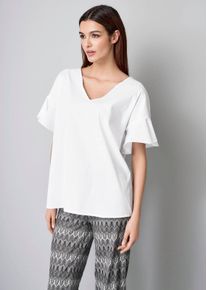 Bluse mit V-Ausschnitt in weiß - Alba Moda