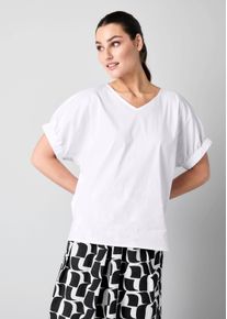 Bluse mit breitem Bündchen am Ärmel in weiß - Alba Moda