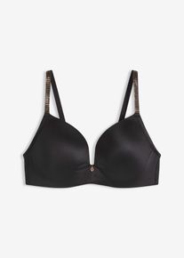 Reggiseno senza ferretto con coppe preformate e spalline glitterate, Nero, Taglia 75A, bonprix
