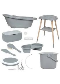 bébé-jou Bebe Jou Babybadeset , Grau, Dunkelgrau , Kunststoff , 8-teilig , 79.5x40x46 cm , Pflegen, Baden, Babybadewannen