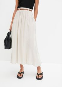 Jupe longue avec ceinture (ens. 2 pces) - beige - taille 52 - viscose - bonprix