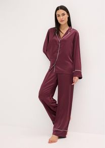 Pyjama tiss&eacute; en satin - marron - taille 46/48 (L) - satin - bonprix