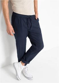Pantalon droit taille &eacute;lastiqu&eacute;e en lin majoritaire regular - bleu - taille 48 - lin - bonprix