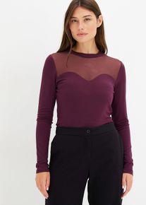 T-shirt manches longues avec mesh - marron - taille 38/40 (S) - Viscose - bonprix