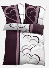 Parure de lit motifs cœurs - violet - taille 155x220 cm - 100% coton - bonprix