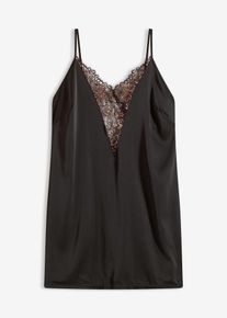 bonprix Női Szatén neglizsé csillogó szálakkal, fekete, 48/50