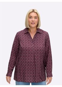 sheego Damen Tunika mit Alloverdruck und Krempelfunktion in burgund-bordeaux-bedruckt ,Größe 40, Witt, 88% Viskose, 12% Polyamid