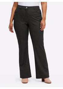 sheego Dames Bootcut broek met jacquard-tegelprint in grafiet/grijs gedessineerd ,maat 40, Witt, 79% Polyester, 19% Viscose, 2% Elastan