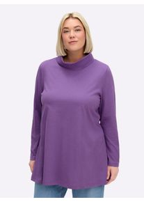 sheego Dames Colshirt in A-lijn in paars gemêleerd ,maat 40/42, Witt, 60% Katoen, 40% Polyester