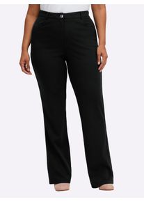 sheego Dames Bootcut broek met paspel van glansgaren opzij in zwart ,maat 40, Witt, 70% Viscose, 25% Polyamide, 5% Elastan. Corrigerende inzet: 85% Polyamide, 15% Elastan