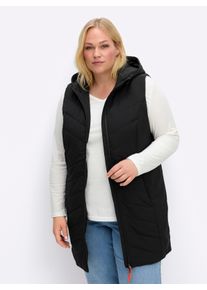 sheego Damen Steppweste mit Kapuze in schwarz ,Größe 40, Witt, 94% Polyester, 6% Elasthan. Wattierung: 100% Polyester