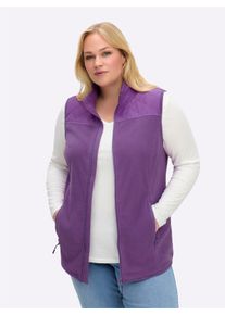 sheego Damen Fleeceweste mit Stehkragen, im Materialmix in lila ,Größe 48, Witt, 100% Polyester. Einsatz: 100% Polyester. Wattierung: 100% Polyester