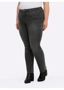 sheego Dames Jeans in 5-pocketsmodel in antraciet/grey-denim ,maat 40, Witt, 99% Katoen, 1% Elastan
