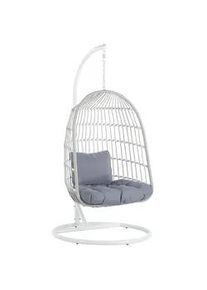 Beliani Hängesessel mit Gestell Flechtseil weiß 102 cm Allera , Textil , 102x199x102 cm , Gartenmöbel, Gartenschaukeln, Hängesessel