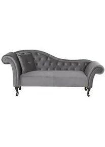 Beliani Chaiselongue Samtstoff grau linksseitig Lattes , Textil , 188x87x59 cm , Wohnzimmer, Sofas & Couches, Sofas, Recamieren