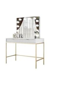 Lookway Schminktisch MIT Spiegel Cortado Elite Gold Weiss , Weiß , Holzwerkstoff , 104x78x50 cm , Schlafzimmer, Schminktische