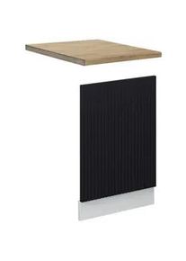 VICCO Frontblende Fame-Line, Schwarz gestreift, 45 cm, AP Eiche , Schwarz, Weiß , Holzwerkstoff , 45x67.4x1.6 cm , Küchen, Küchenmöbel, Küchenschränke, Küchenunterschränke