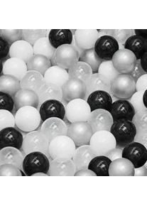 LittleTom Bällebad-Bälle 200 Stück, Schwarz/Grau/Weiß/Transparent, 5.5 cm , Kunststoff , Rund , 5.5x5.5x1 cm , Spielzeug, Sonstiges Spielzeug