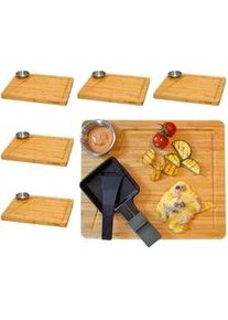 Dunedesign Raclettebrett 6er Set, 25/30/2 cm, Bambus , Holz , Rechteckig , 25x30 cm , Küchenzubehör, Schneidebretter