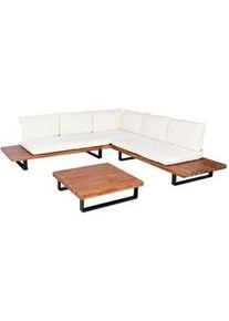 MCW Garten-Garnitur Schwarz, Dunkelbraun, Cremeweiß , Holz , Gartenmöbel, Gartengarnituren, Gartenmöbel-Sets