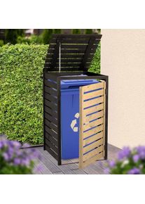 Dobar , Mülltonnenbox »Mülltonnenverkleidung 120 L, schwarz-anthrazit« aus robustem lasiertem Fichtenholz , Schwarz-Anthrazit