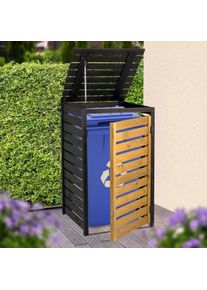 Dobar , Mülltonnenbox »Mülltonnenverkleidung 120 L, schwarz-braun« aus robustem lasiertem Fichtenholz , Schwarz-Braun