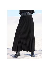 Lascana, Damen, Strickrock in Plisseeoptik, eleganter Maxirock aus Strukturstrick, schwarz, 34, schwarz, Langer eleganter Strickrock