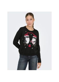 Only, Damen, Weihnachtspullover &raquo;ONLXMAS SHINE LS ONECK KNT&laquo;, Black Detail:Penguin, L, Black Detail:Penguin, X-Mas Pullover von Only